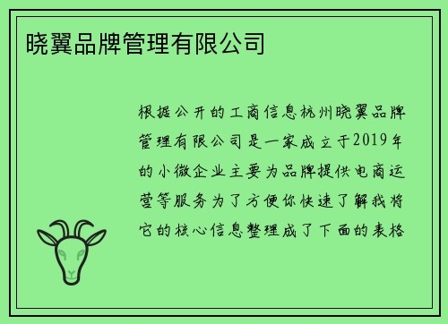 晓翼品牌管理有限公司